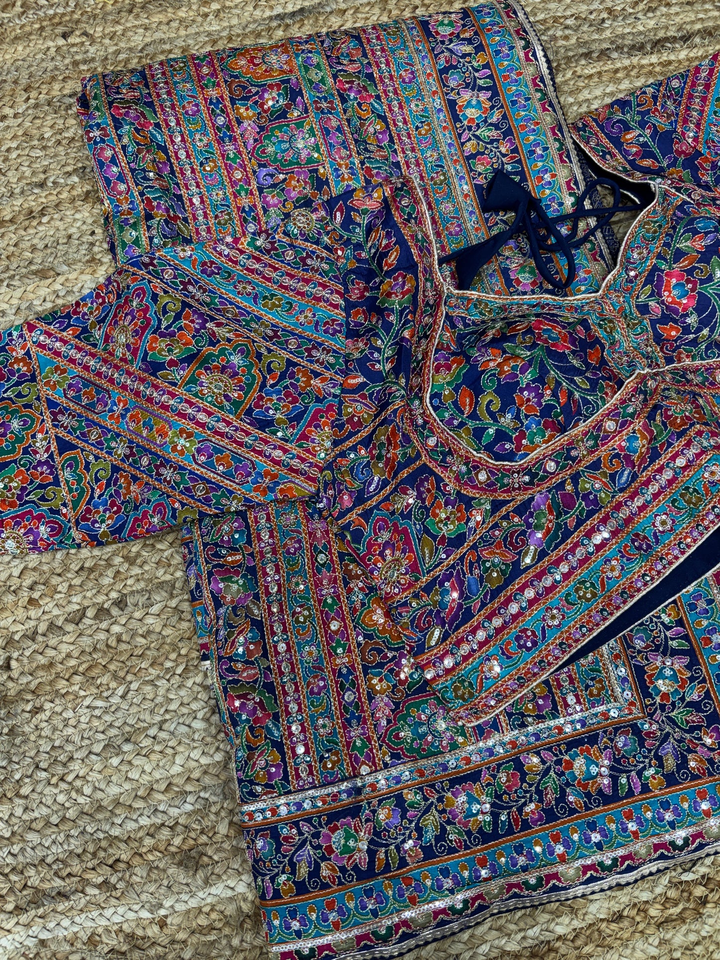 Royal Multicolor Floral Embroidered Designer Saree with Blouse