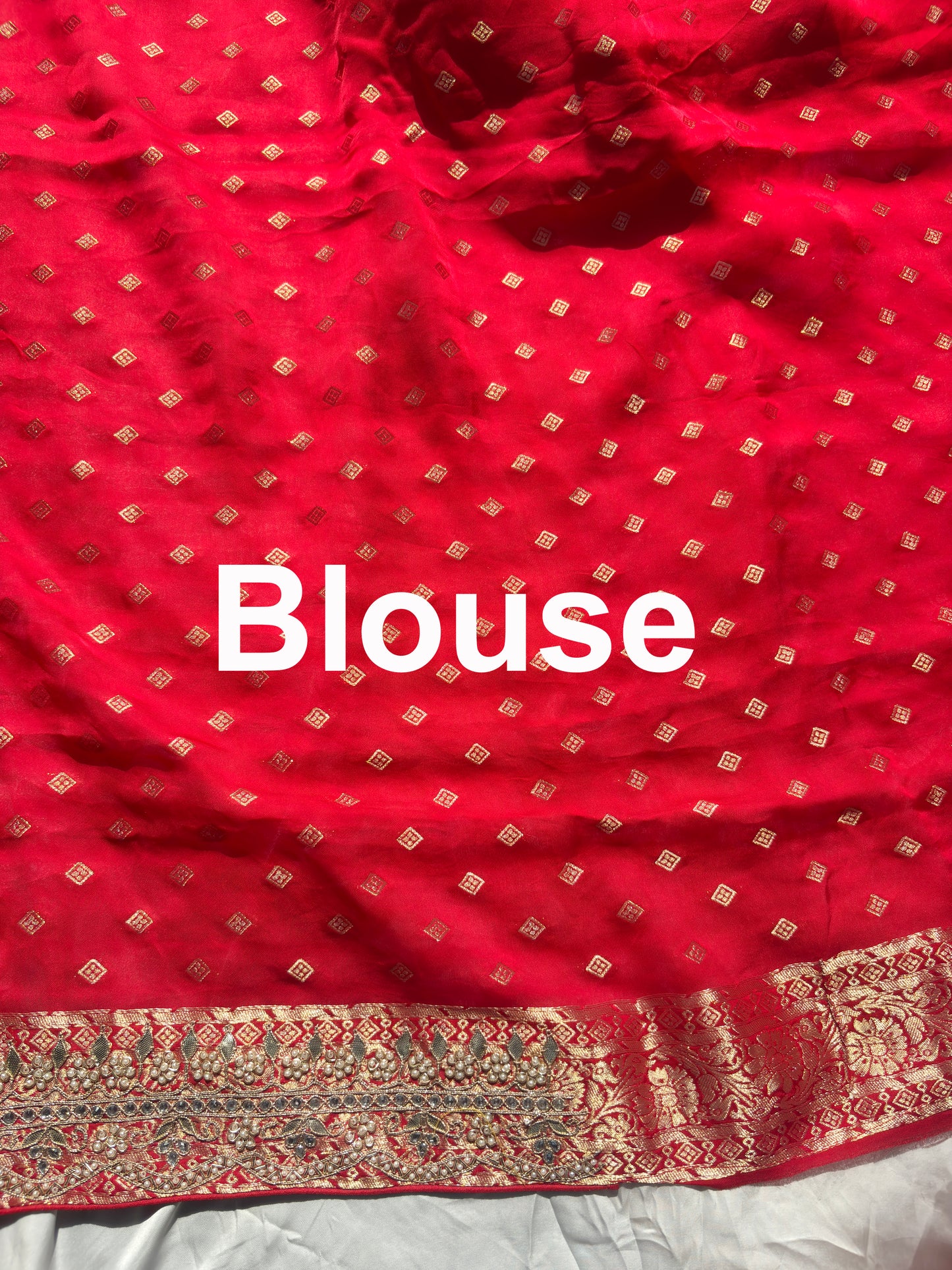 Red Banarasi Ho Silk Saree with Golden Floral Weaving