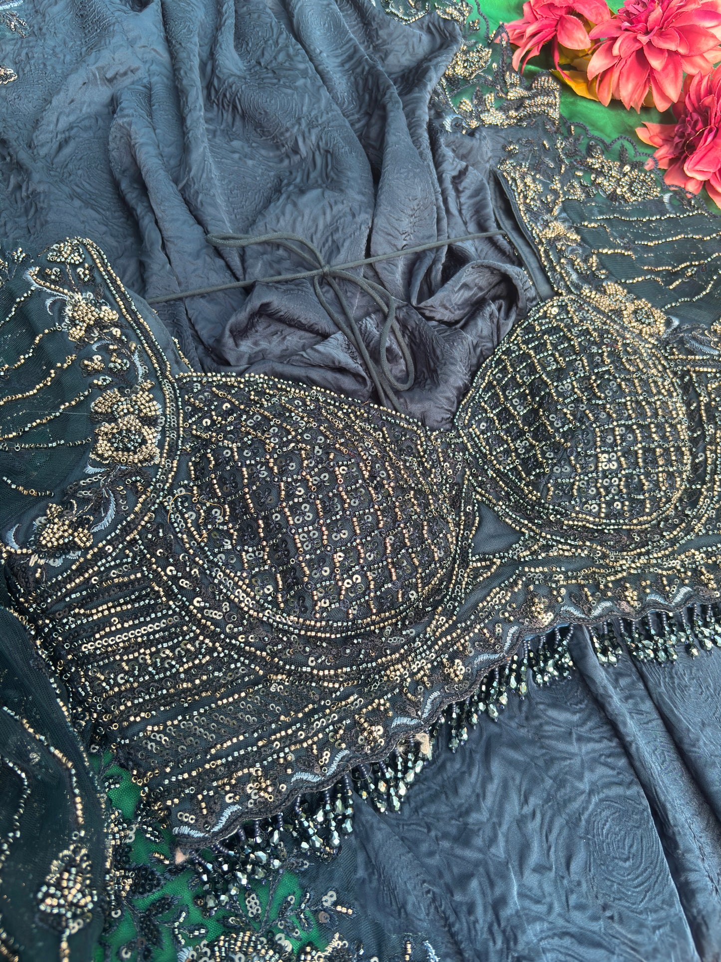 Grand Dark Blue Saree with Sequin Embroidery