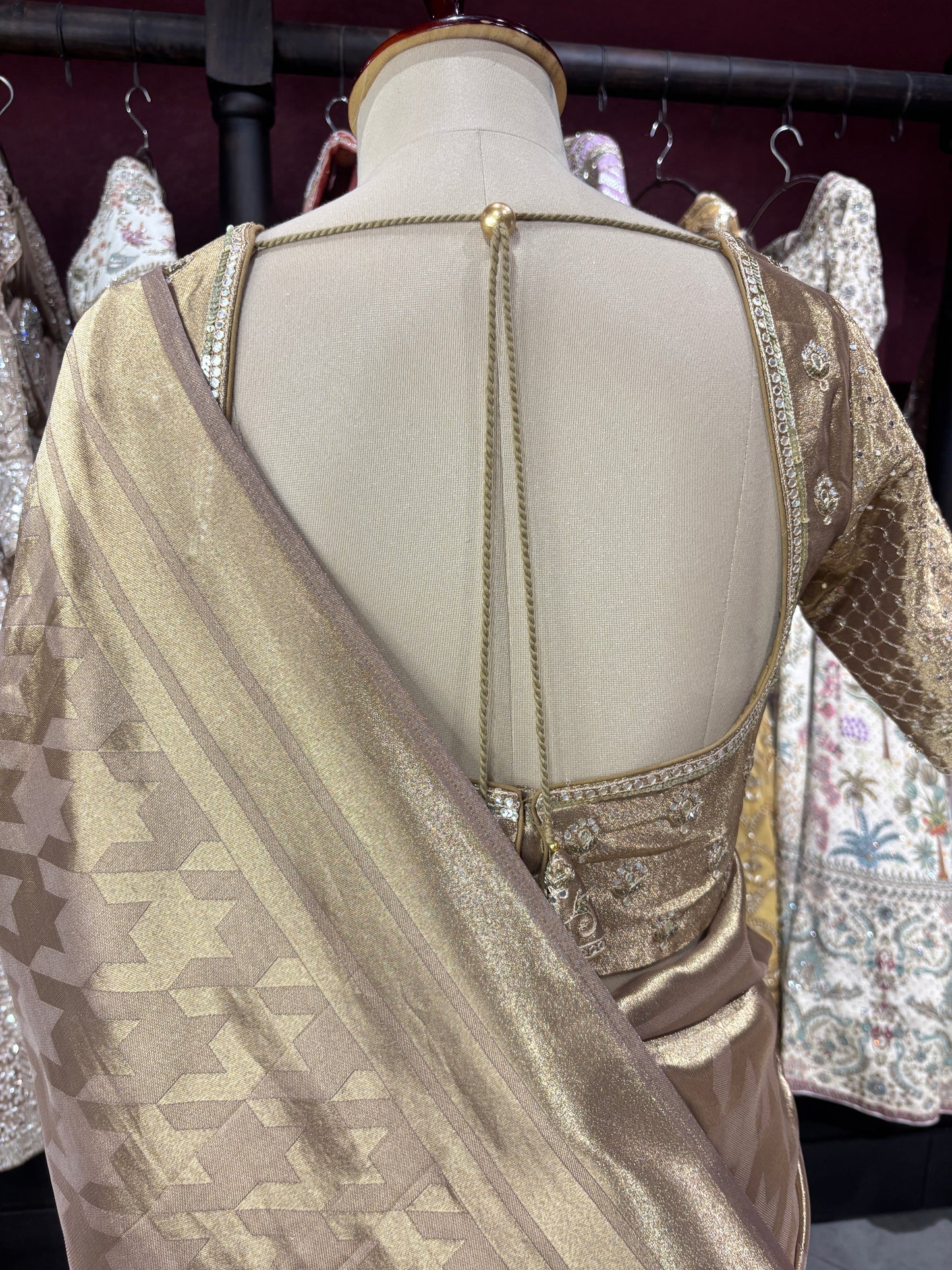 Designer Golden Saree with Ornate Detailing