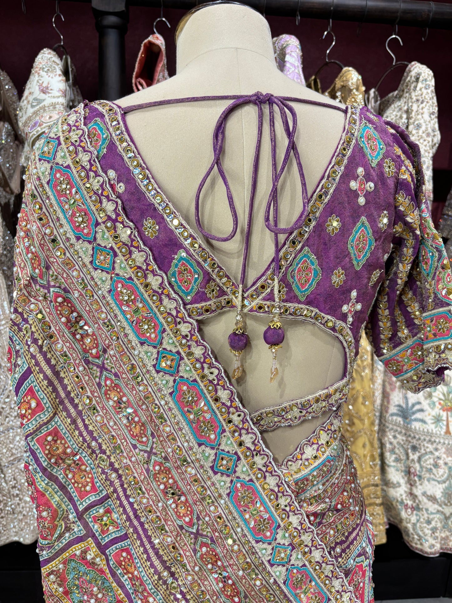 Patola Inspired Saree with Heavy Mirror Work & Designer Blouse