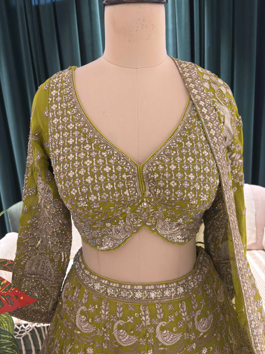 Perfect Zari & Sequins Lehenga with Deer Motifs and Dome Accents