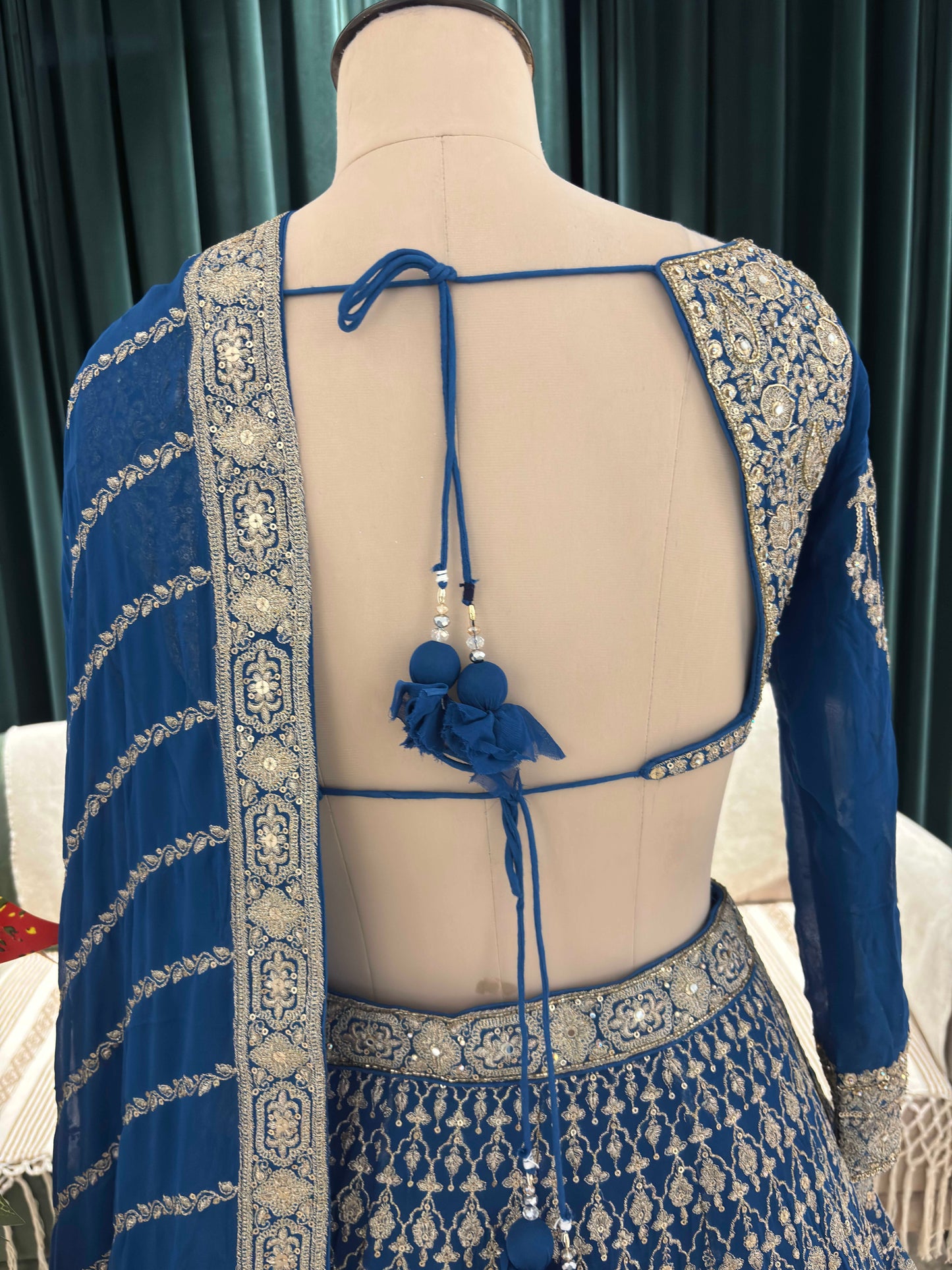 Grand Embroidered Lehenga Set with Zari & Beadwork Detailing