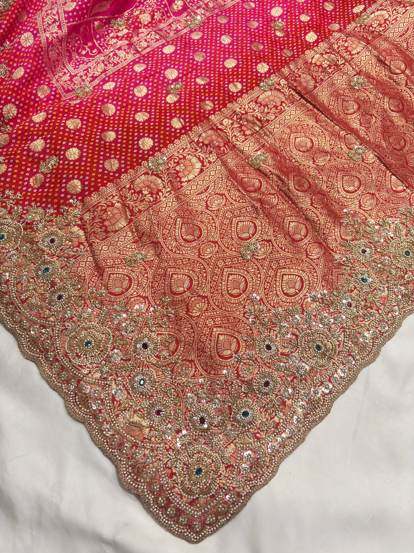 Khaddi Georgette Saree Gold-Silver Embroidery With Designer Blouse