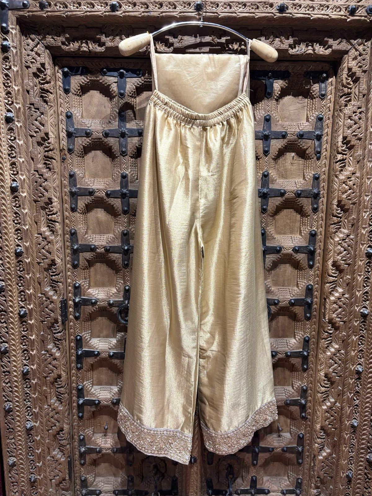 Champagne Gold Embroidered Kurti & Palazzo Set