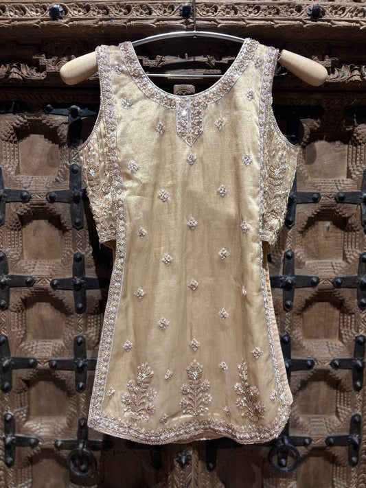 Champagne Gold Embroidered Kurti & Palazzo Set