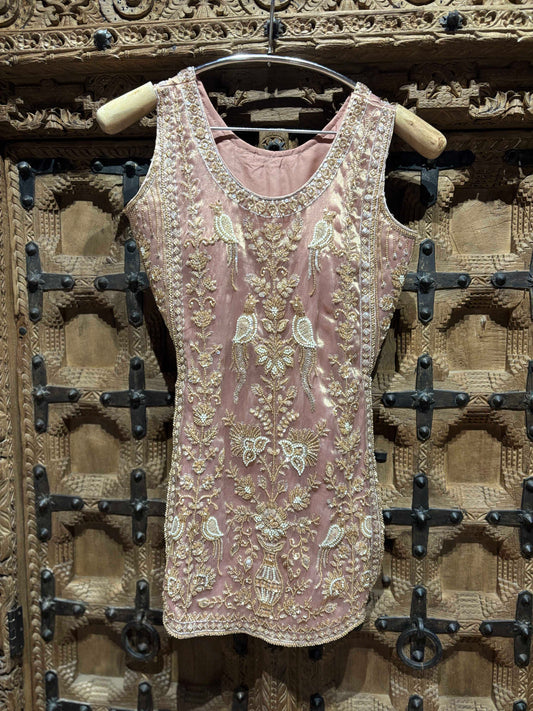 Blush Pink Embroidered Kurti & Palazzo Set