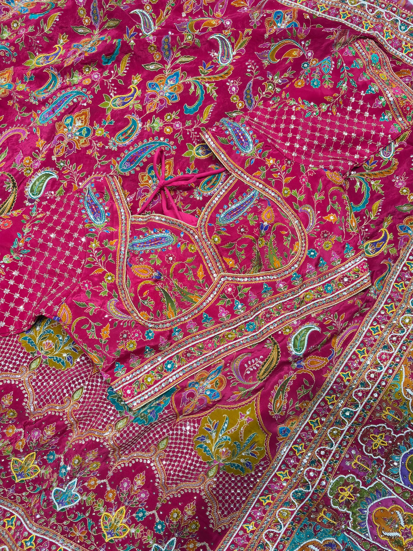 Silk Rani Pink Designer Embroidered Saree with Heavy Work Blouse