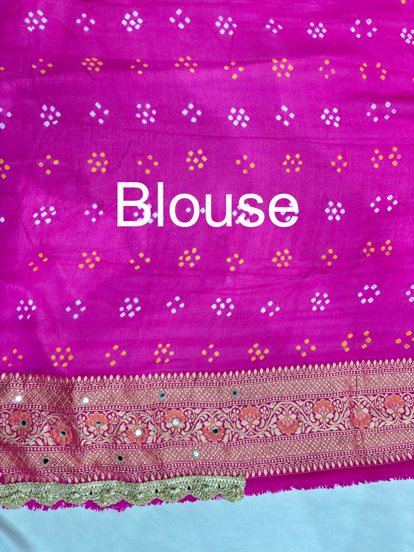 Rani Pink Khaddi Georgette Saree with Floral Weaving Mirror Work