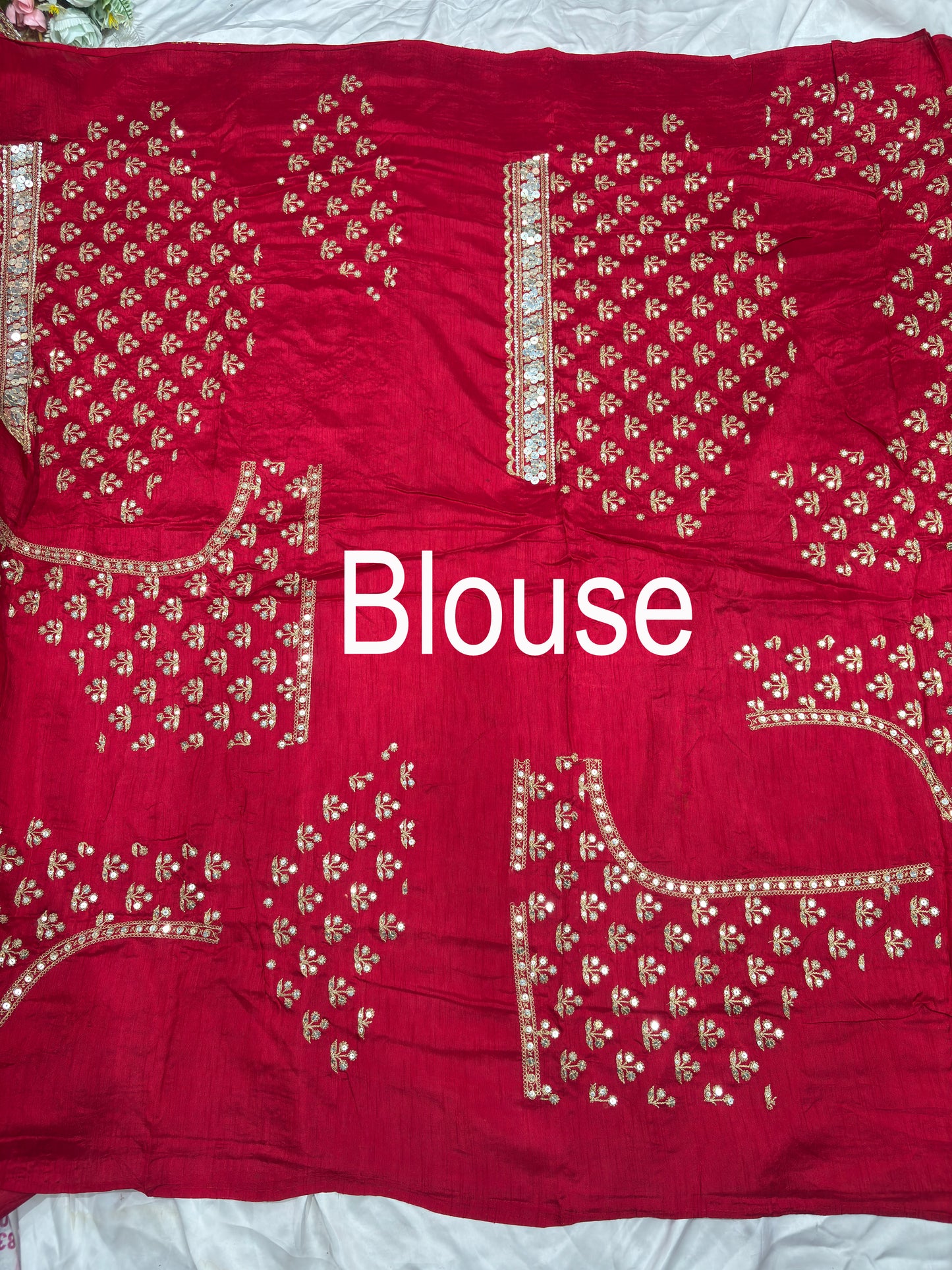 Silk Red Sequins Work Designer Saree with Heavy Embroidered Border