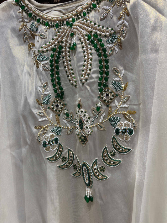 Ivory White Embroidered Cape Top & Palazzo Three-Piece Set