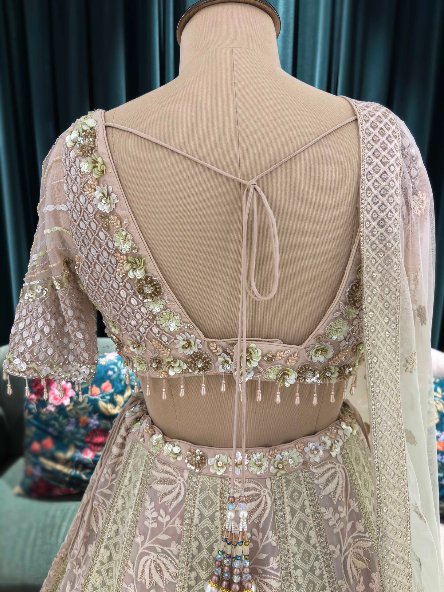 Embroidered Lehenga with Sequin Adornments & Sheer Dupatta