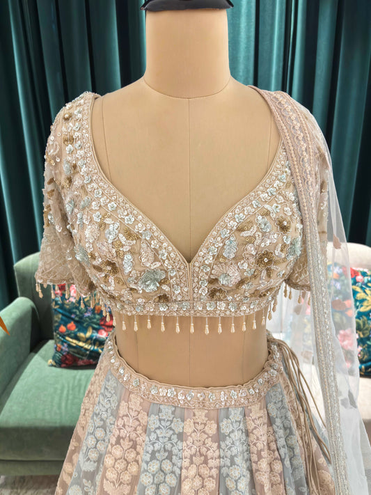 Graceful Lehenga with Sequin Adornments & Sheer Dupatta