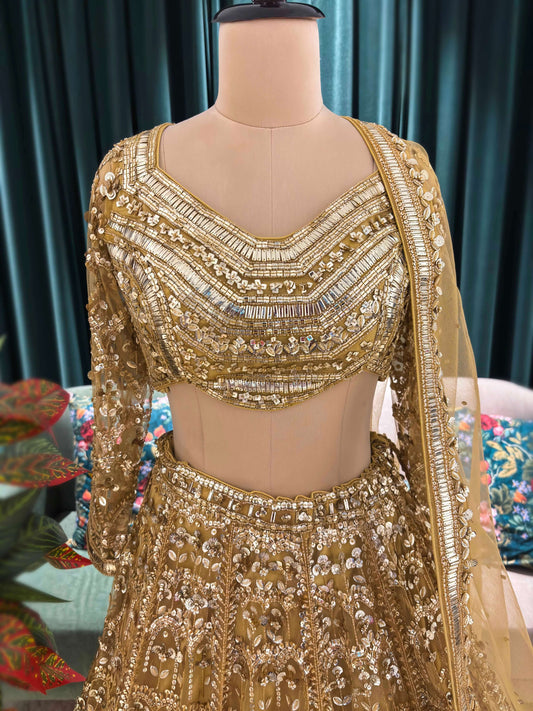 Regal Sunehri Grand Lehenga With Luxe Mirror Embellishment