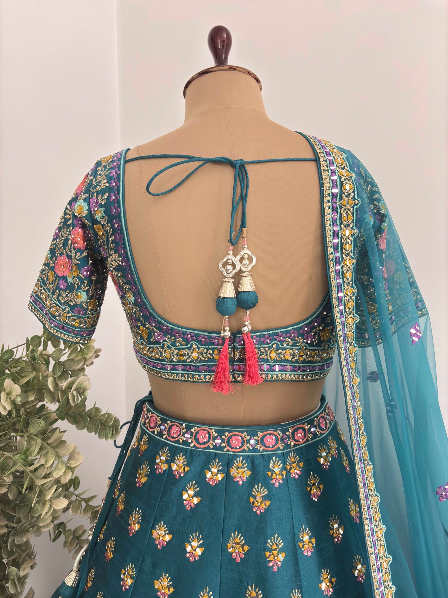 Peacock Blue Colour Lehenga with Miror & Thread Work
