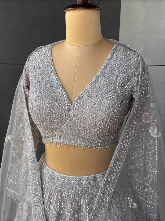 Grand Occasion Lehanga with Pearl and American Diamond