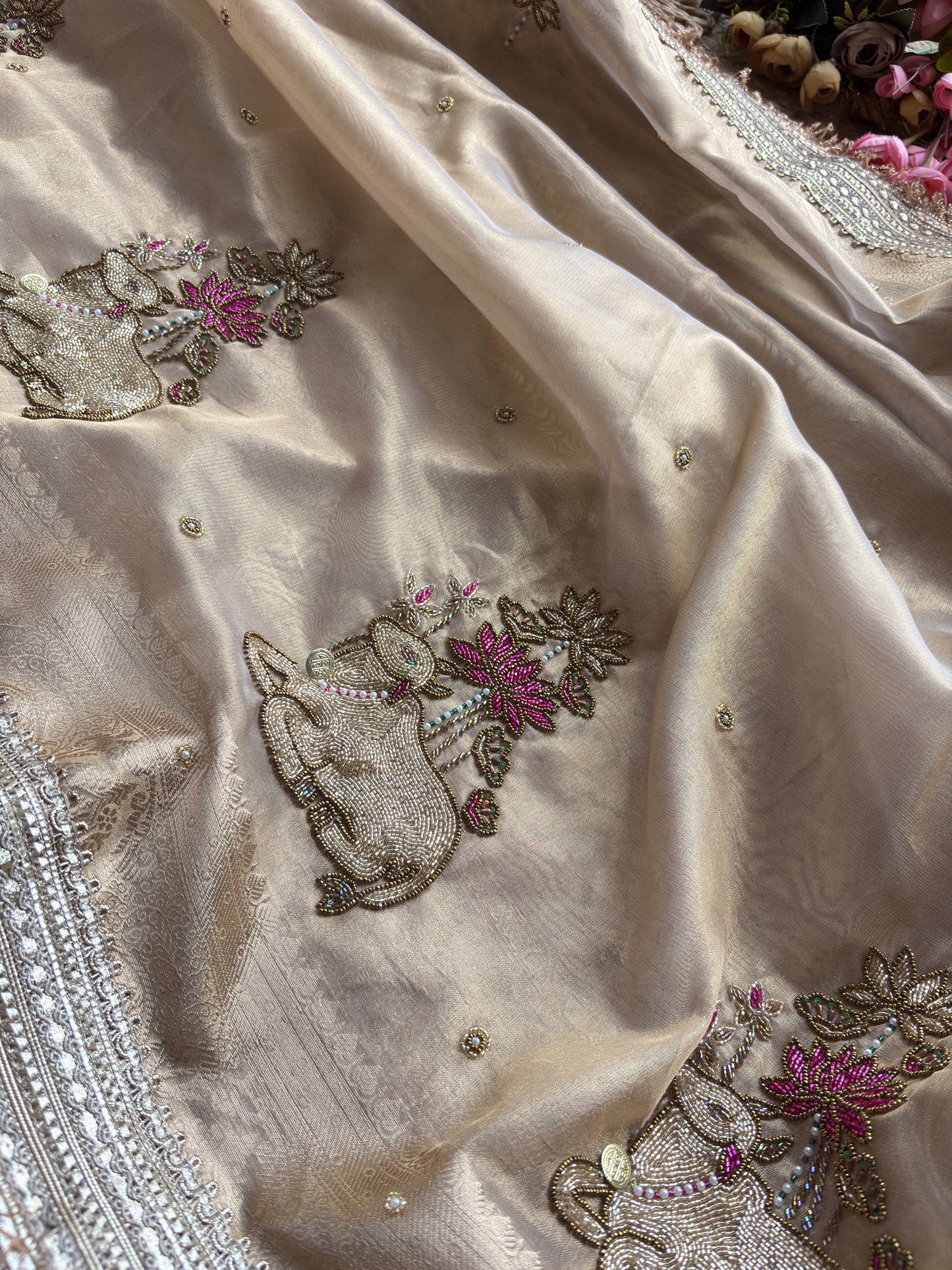 Nandi Maharani Designer Saree with Zari Border & Sequin Work