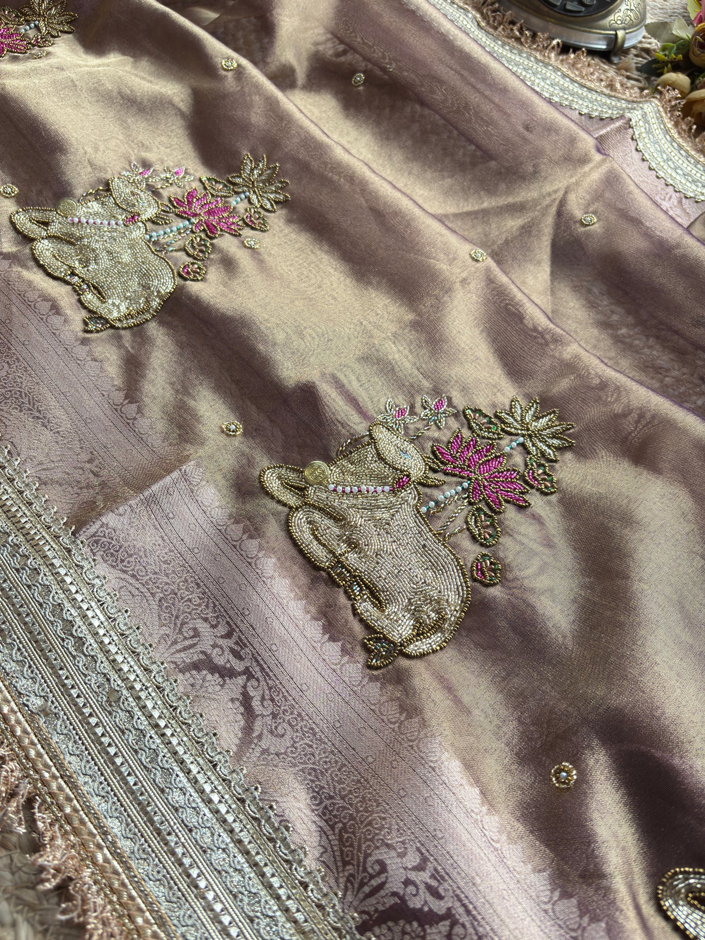 Nandi Maharani Designer Saree with Zari Border & Sequin Work