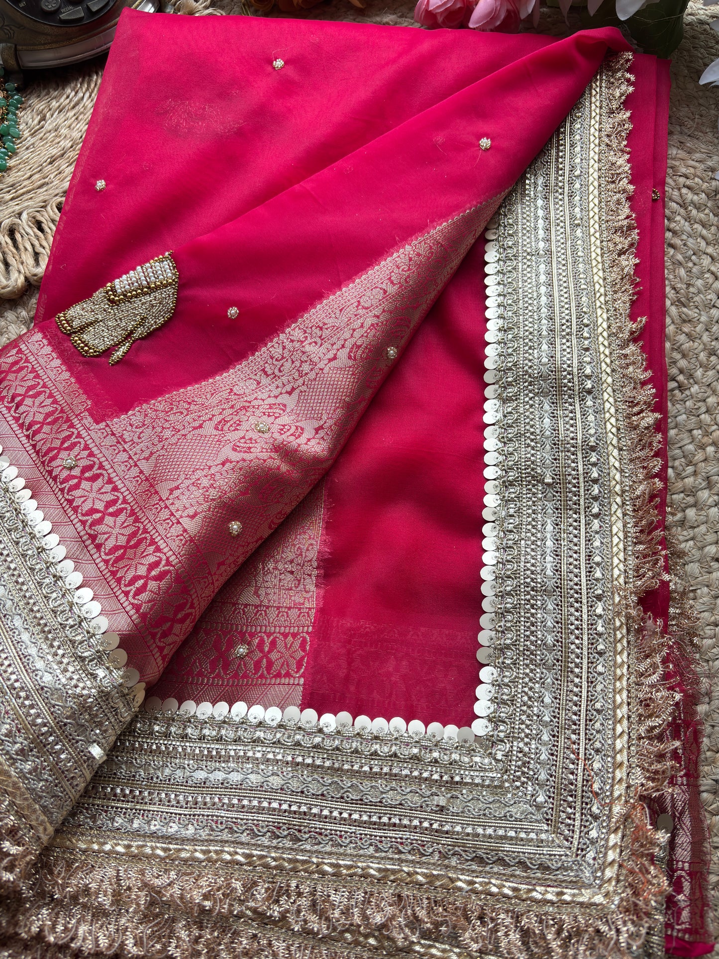 Royal Rani Saree with Zari Elephant Embroidered Border