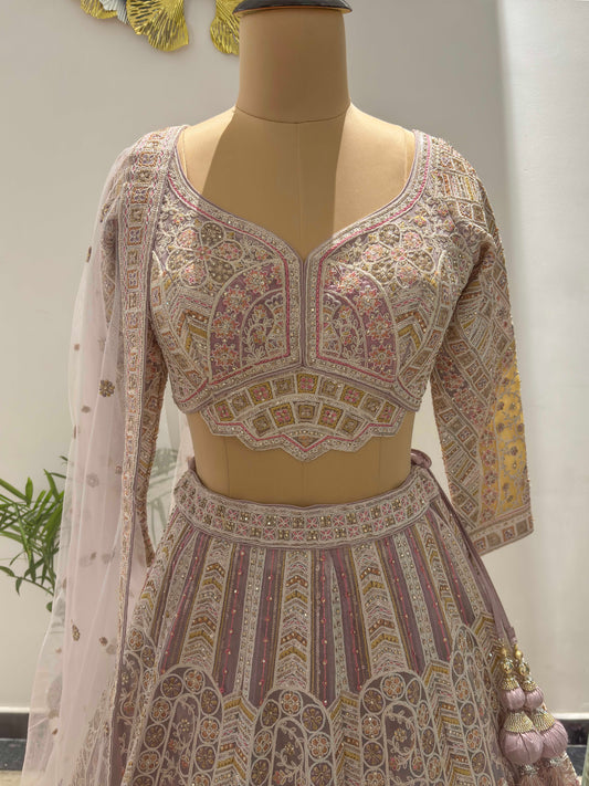 Pink Color Lehenga with Sequins & American Diamond Work