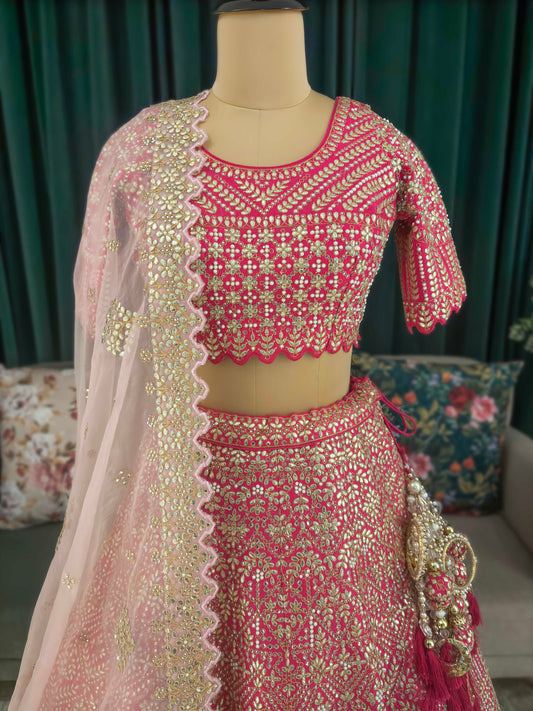 Rani Colour Designer Lehenga with Miror & American Diamond Work