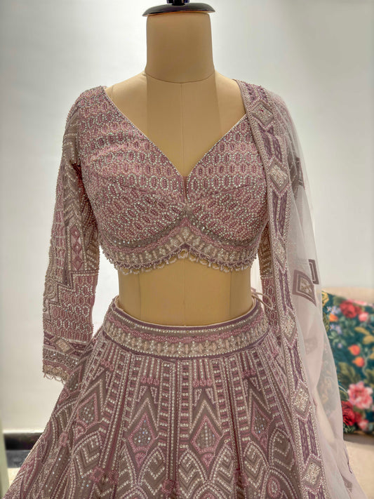 Pink Colour Lehenga with Sequins & American Diamond Work