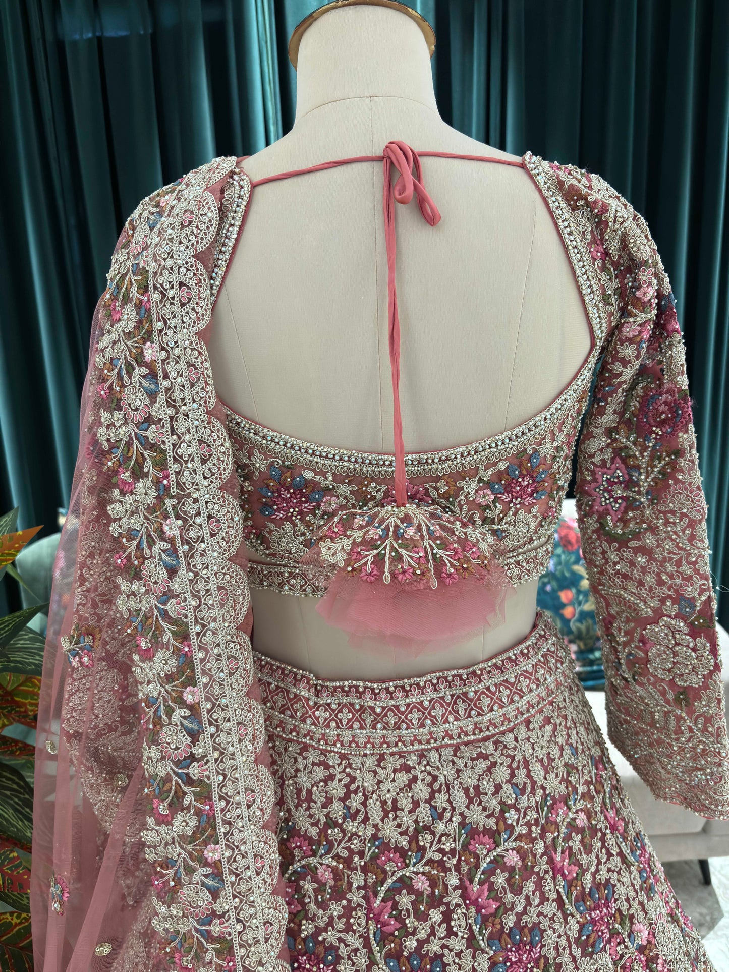 Regal Rose Pink Bridal Lehenga with Handcrafted Zari & Sequins