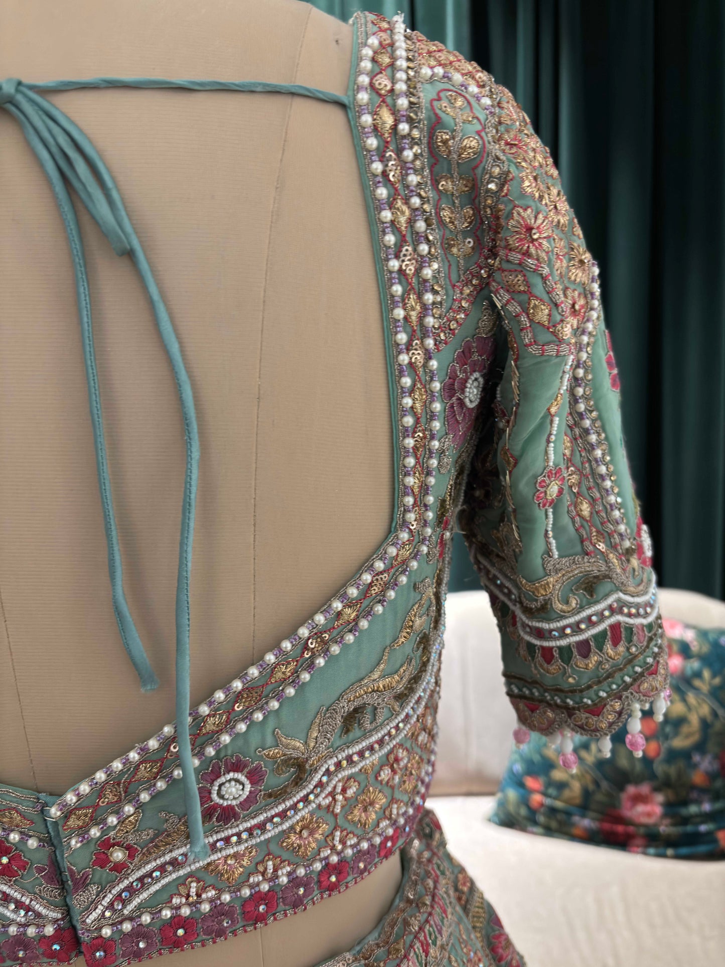 Ethereal Embroidered Lehenga with Sheer Dupatta & Floral Accents