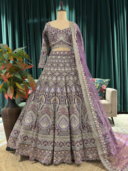 Designer Lehenga with Intricate Threadwork and Net Dupatta