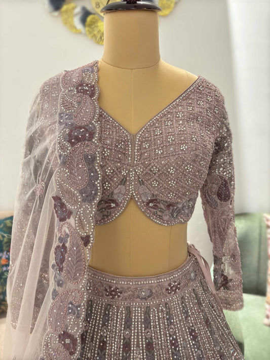 Designer Inspired Lehenga with American Diamond & Sequins Work