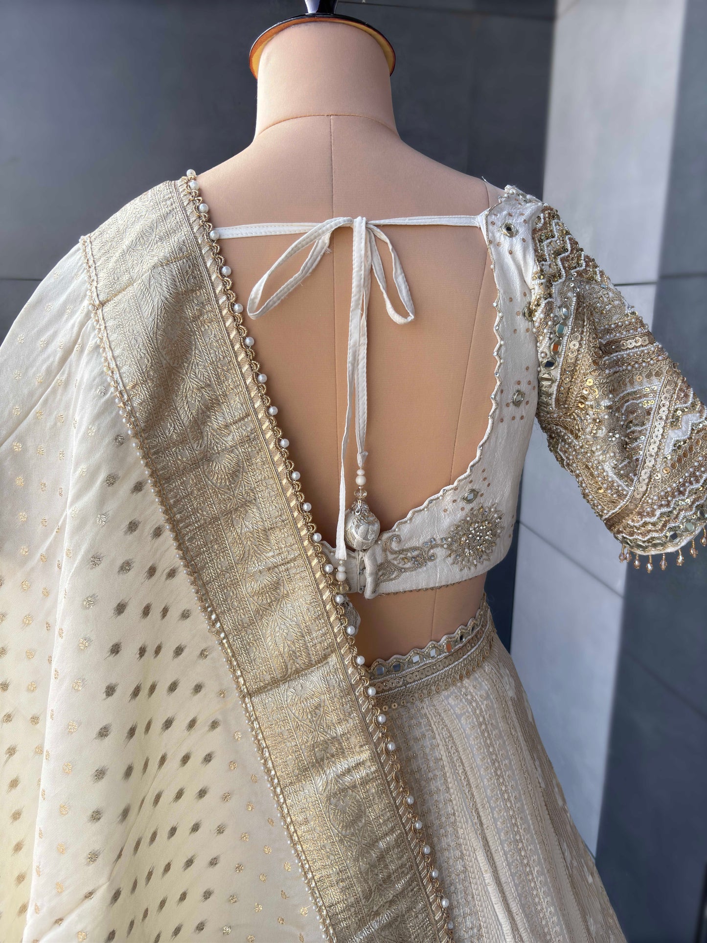Off-White Colour Designer Lehenga with Zari & Sequins Work
