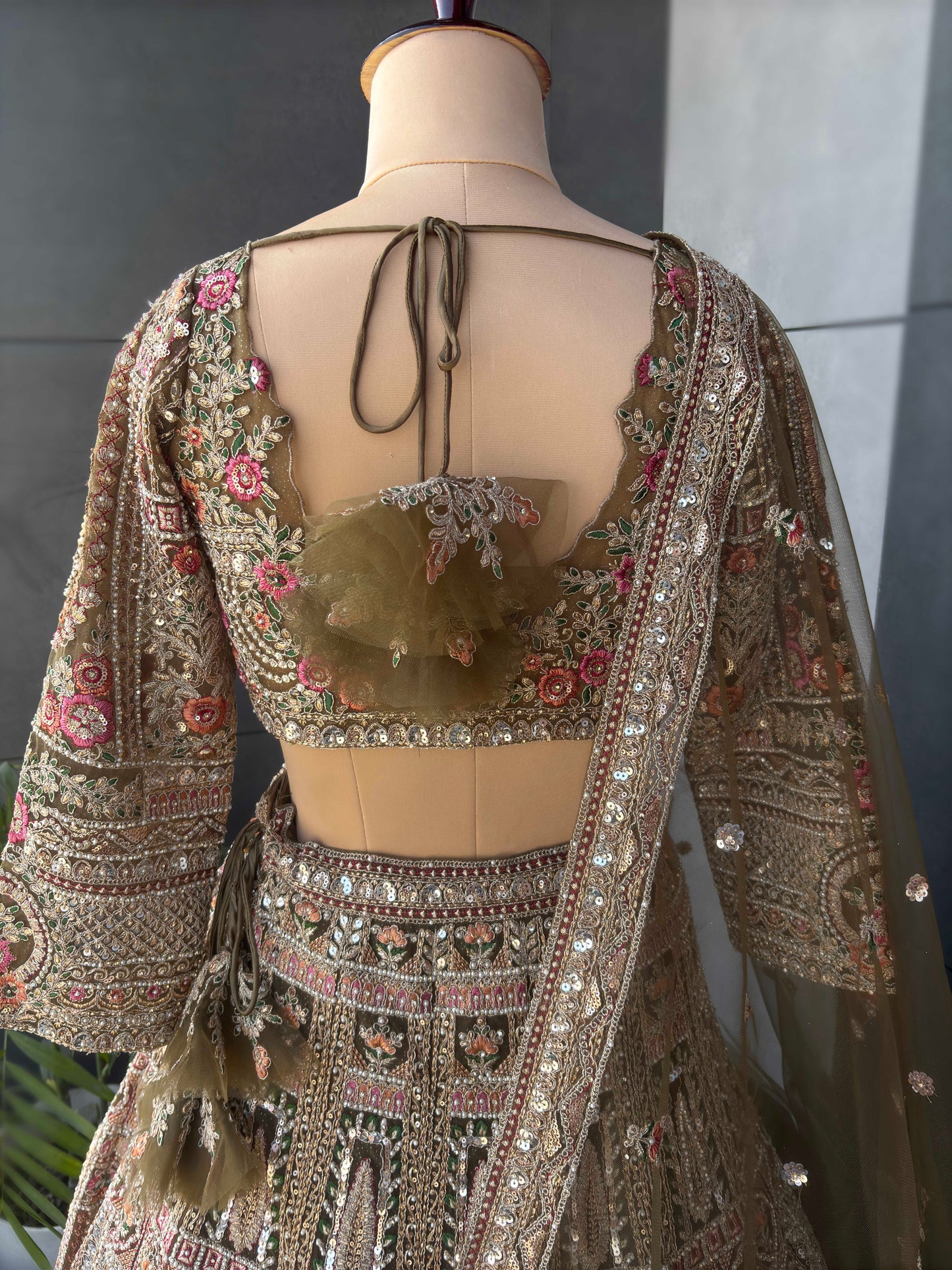 Green Colour Designer Lehenga with Pearl Zari & Sequins Work