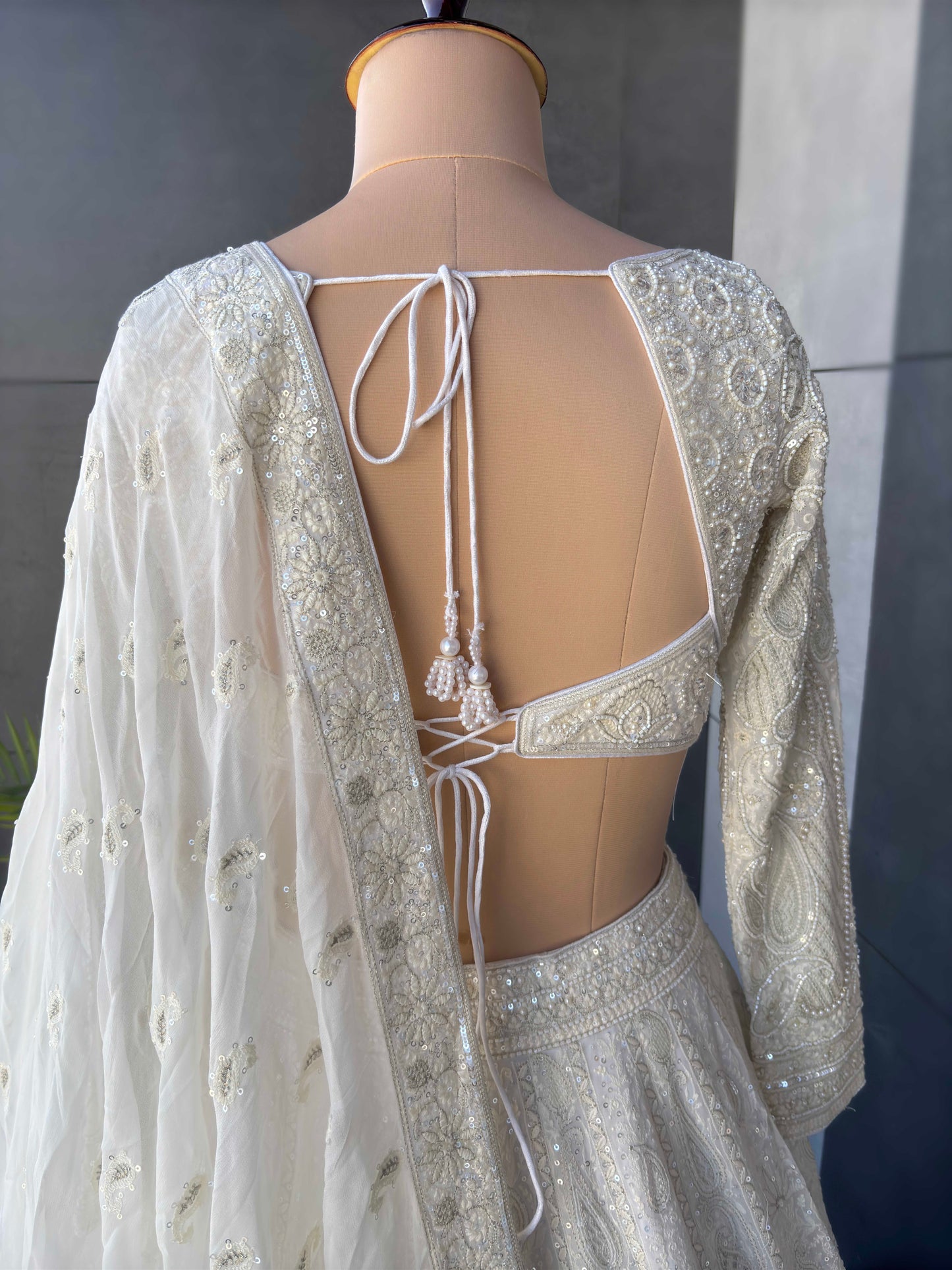 White Heavy Embroidered Non-Bridal Lehenga with Soft Net Dupatta