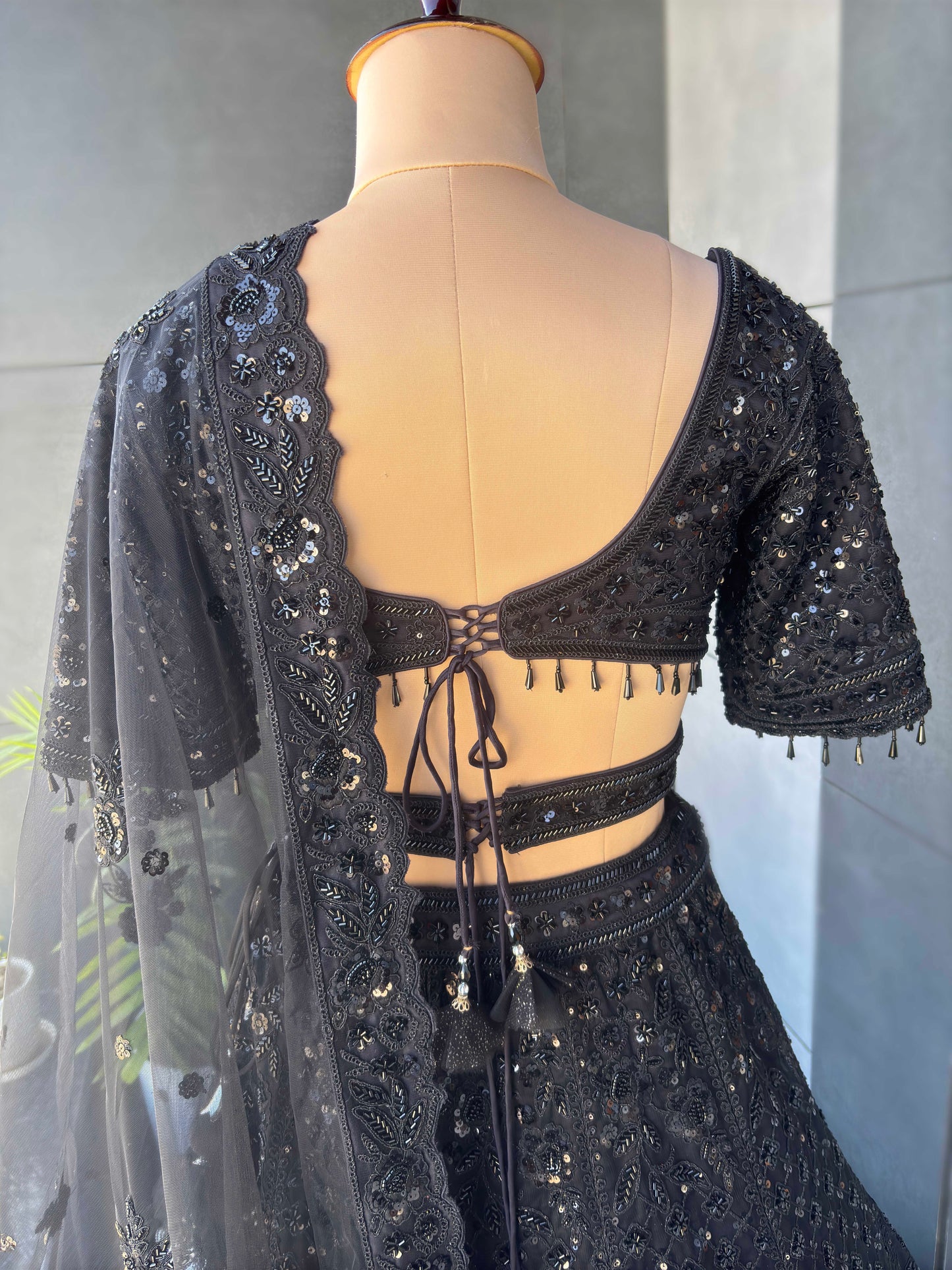 Black Colour Designer Lehenga with Zari Sequins & Cutdana Work