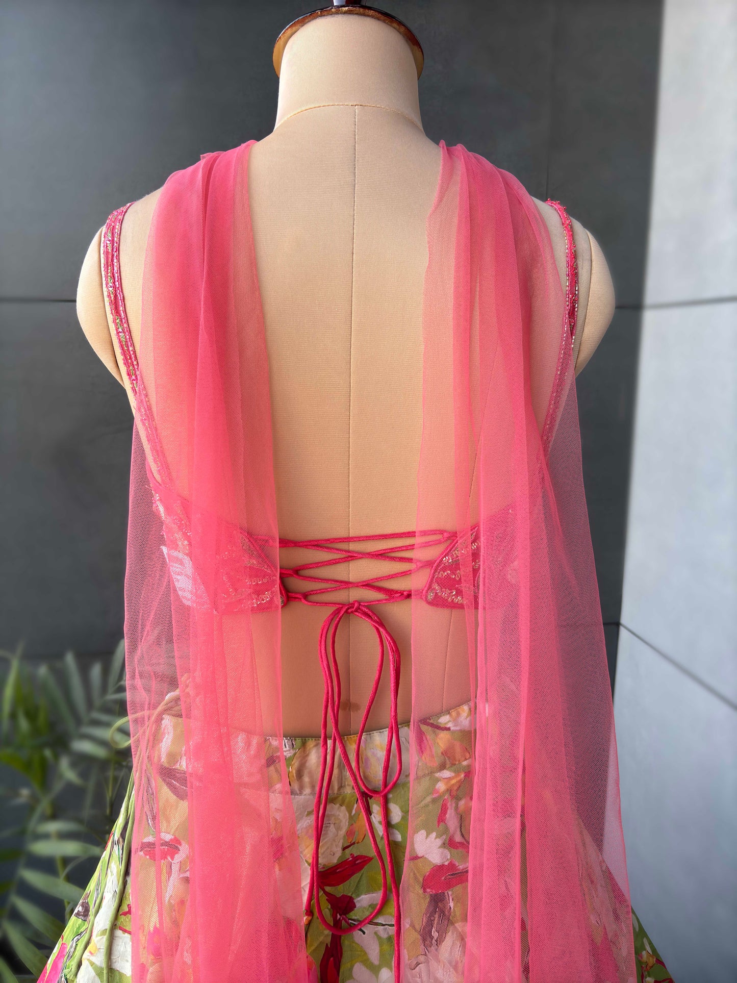 Crepe Floral Print Lehenga with Designer Blouse