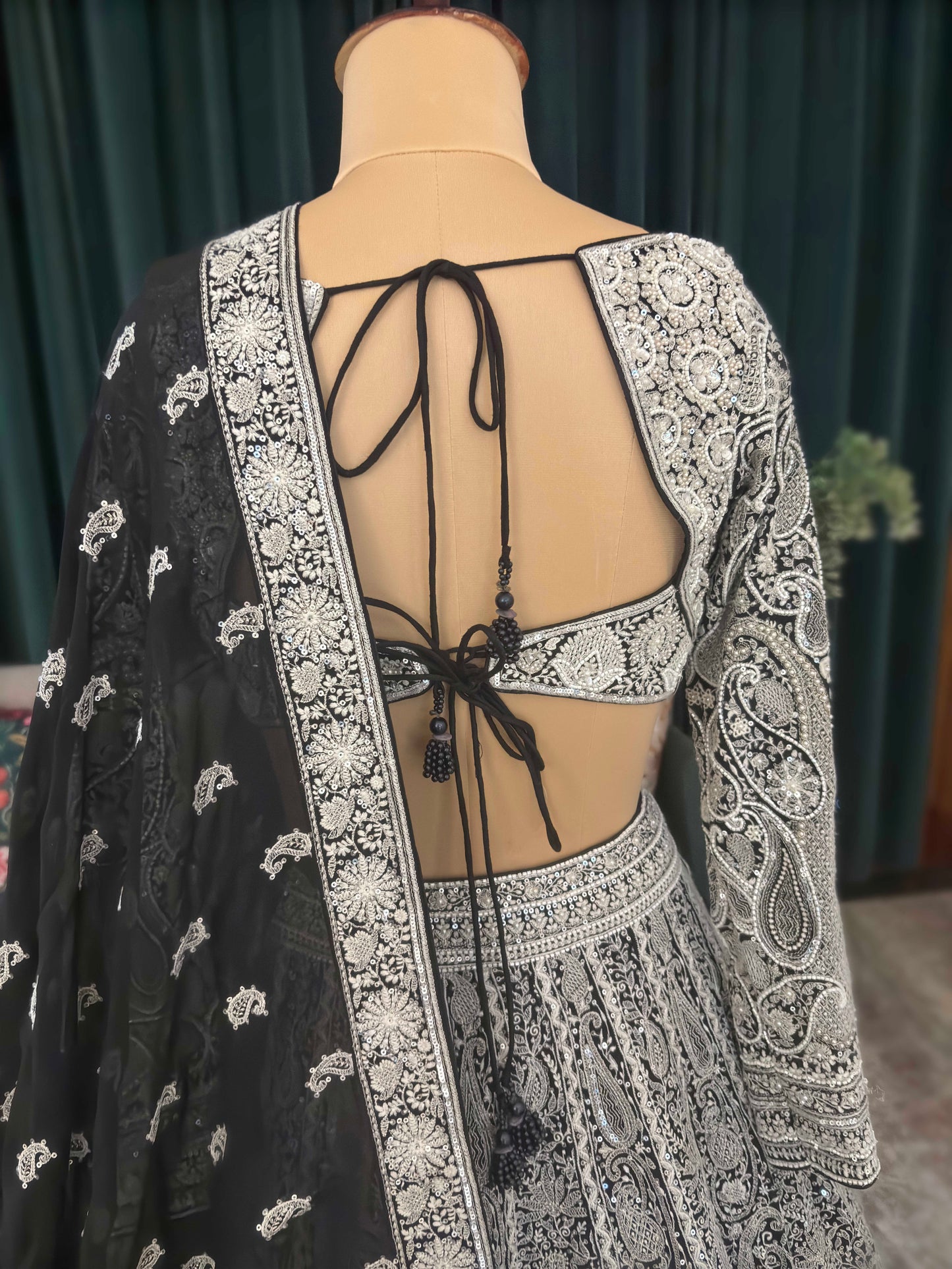 Black Heavy Embroidered Non-Bridal Lehenga with Dupatta