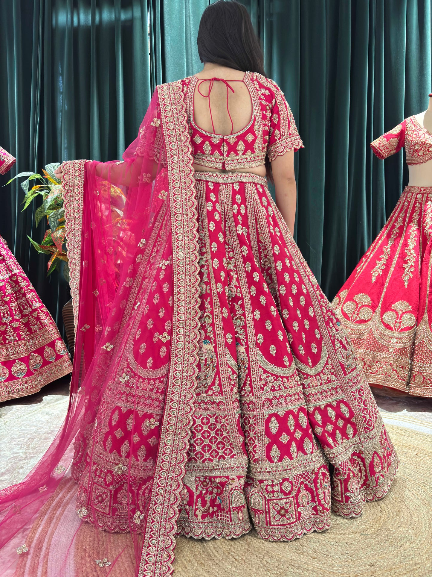 Grand Bridal Lehenga with Ornate Embroidery and Sheer Dupatta