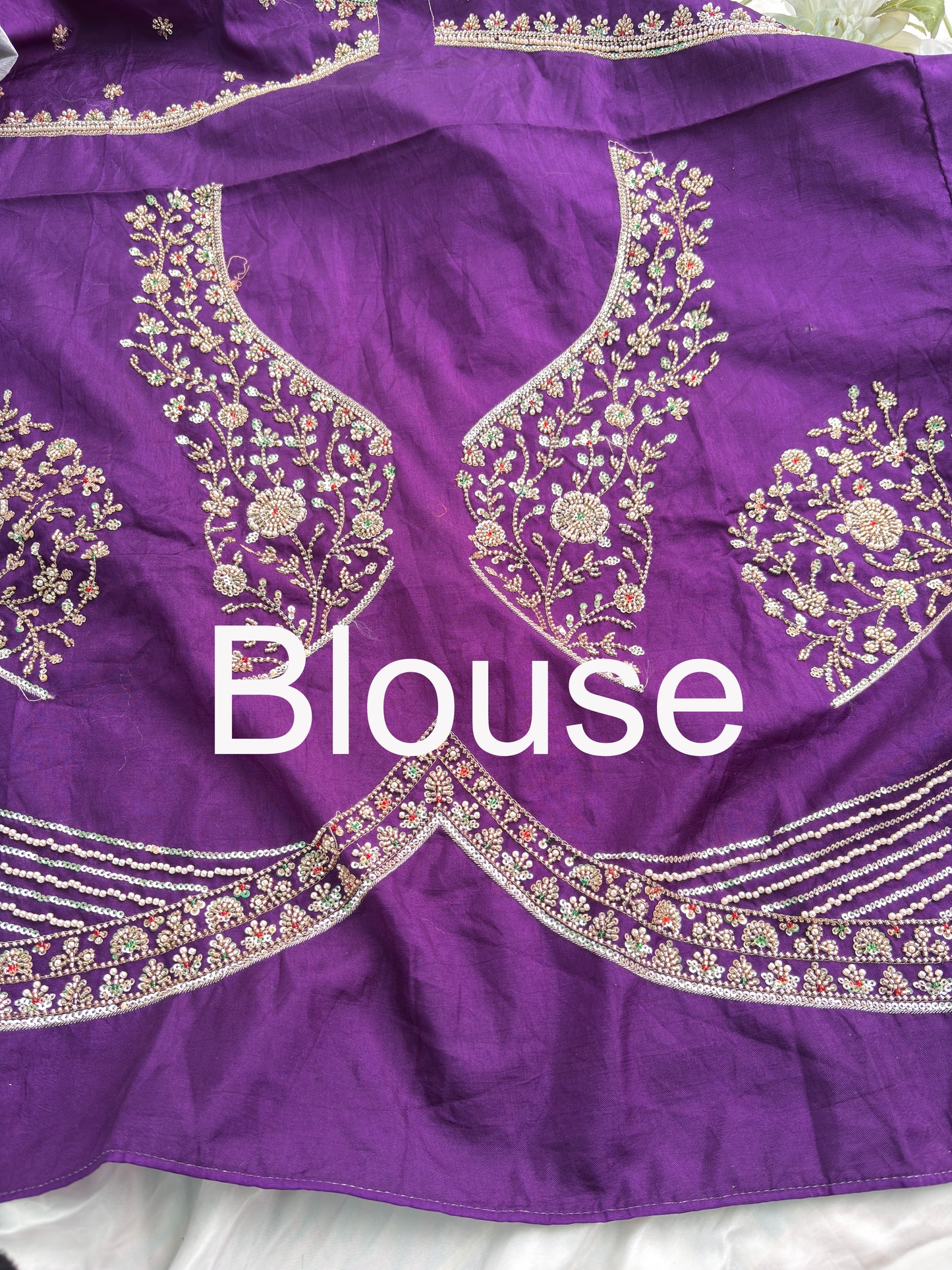Saree with Multicolour Meenakari Floral Jaal Weave & Heavy Pearl Zardozi Border