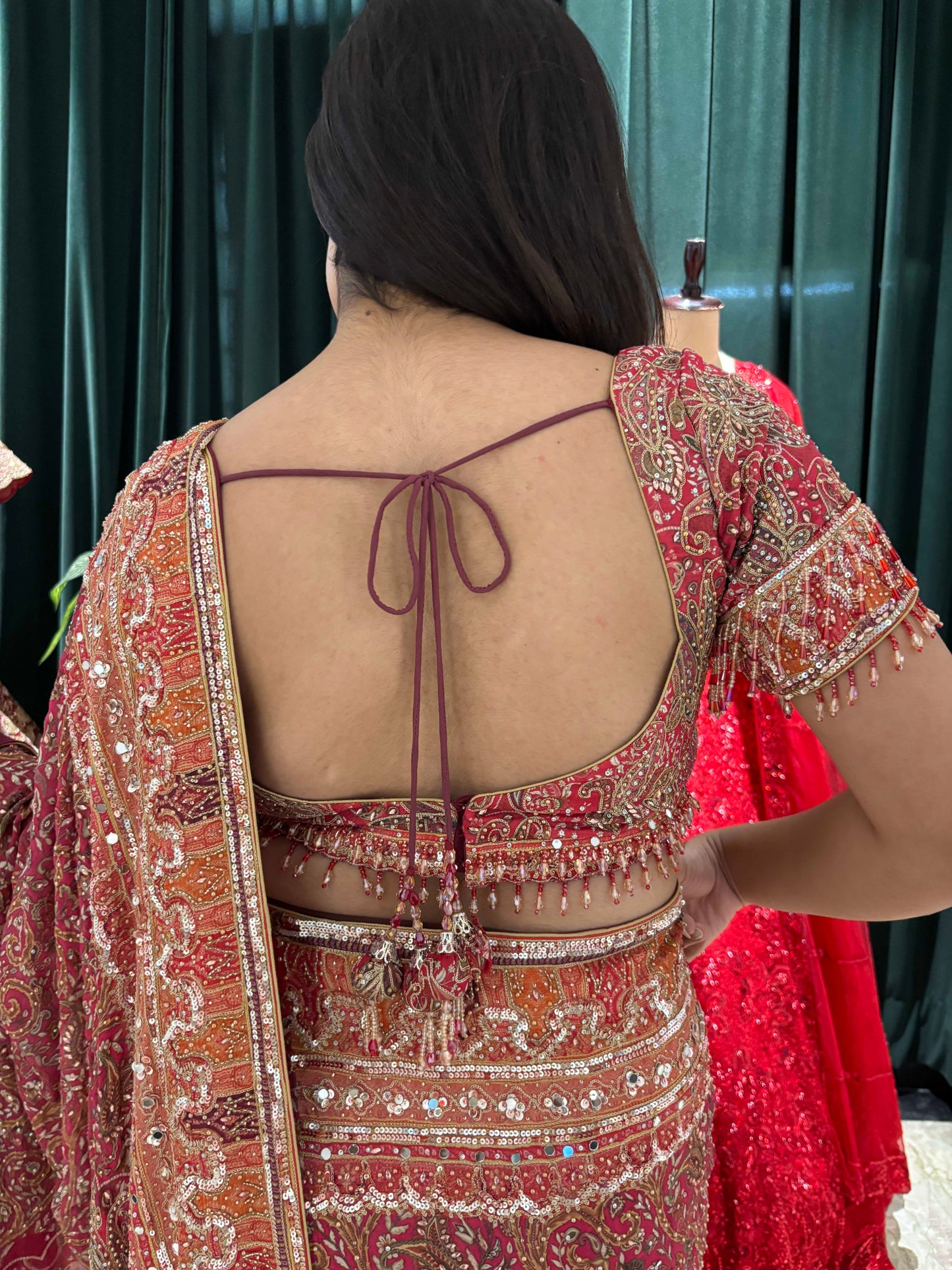 Maroon Printed Saree with Antique Zari Border & Matching Blouse