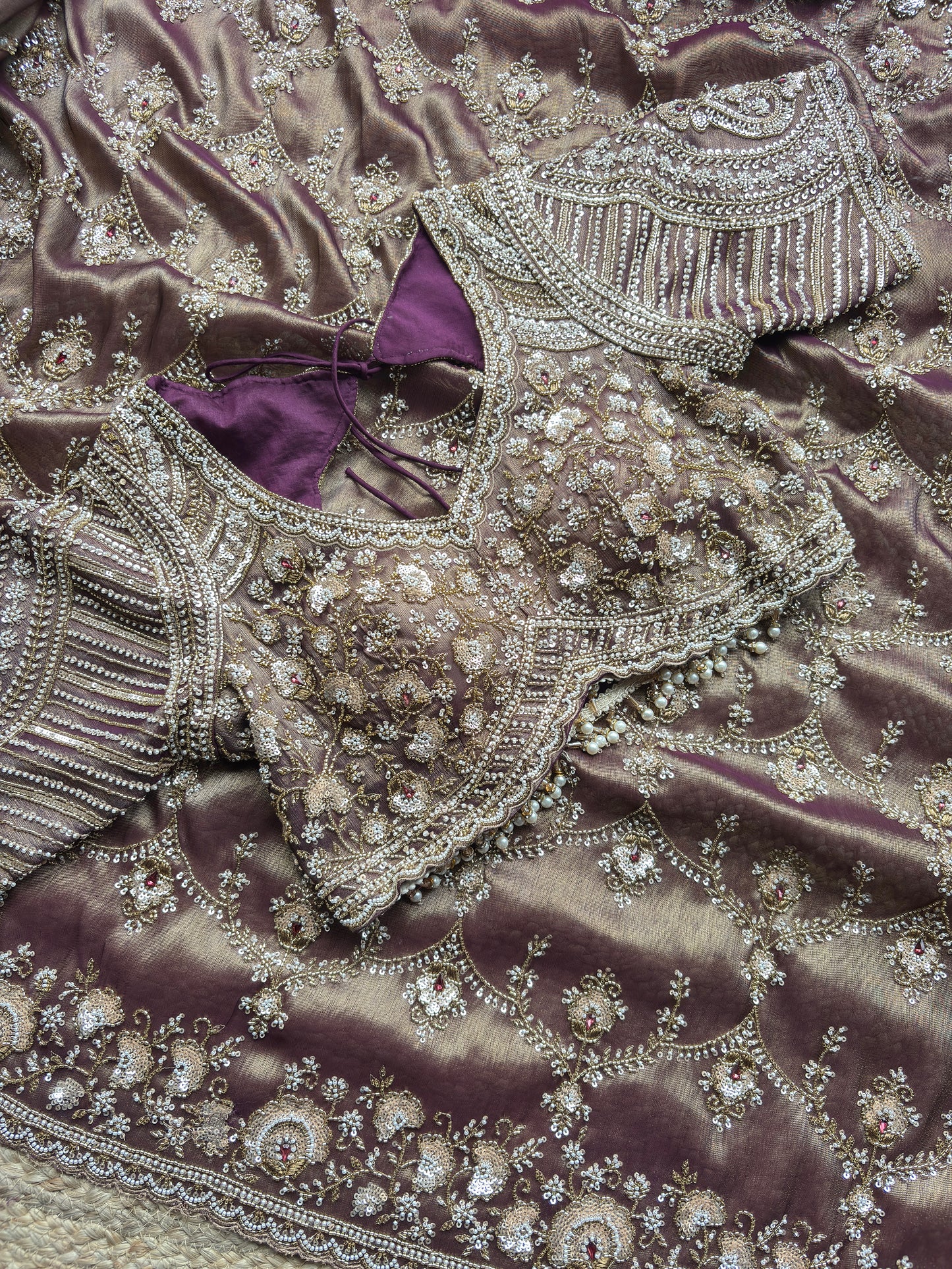 Designer Readymade Saree Blouse with Heavy Pearl & Sequin Embroidery