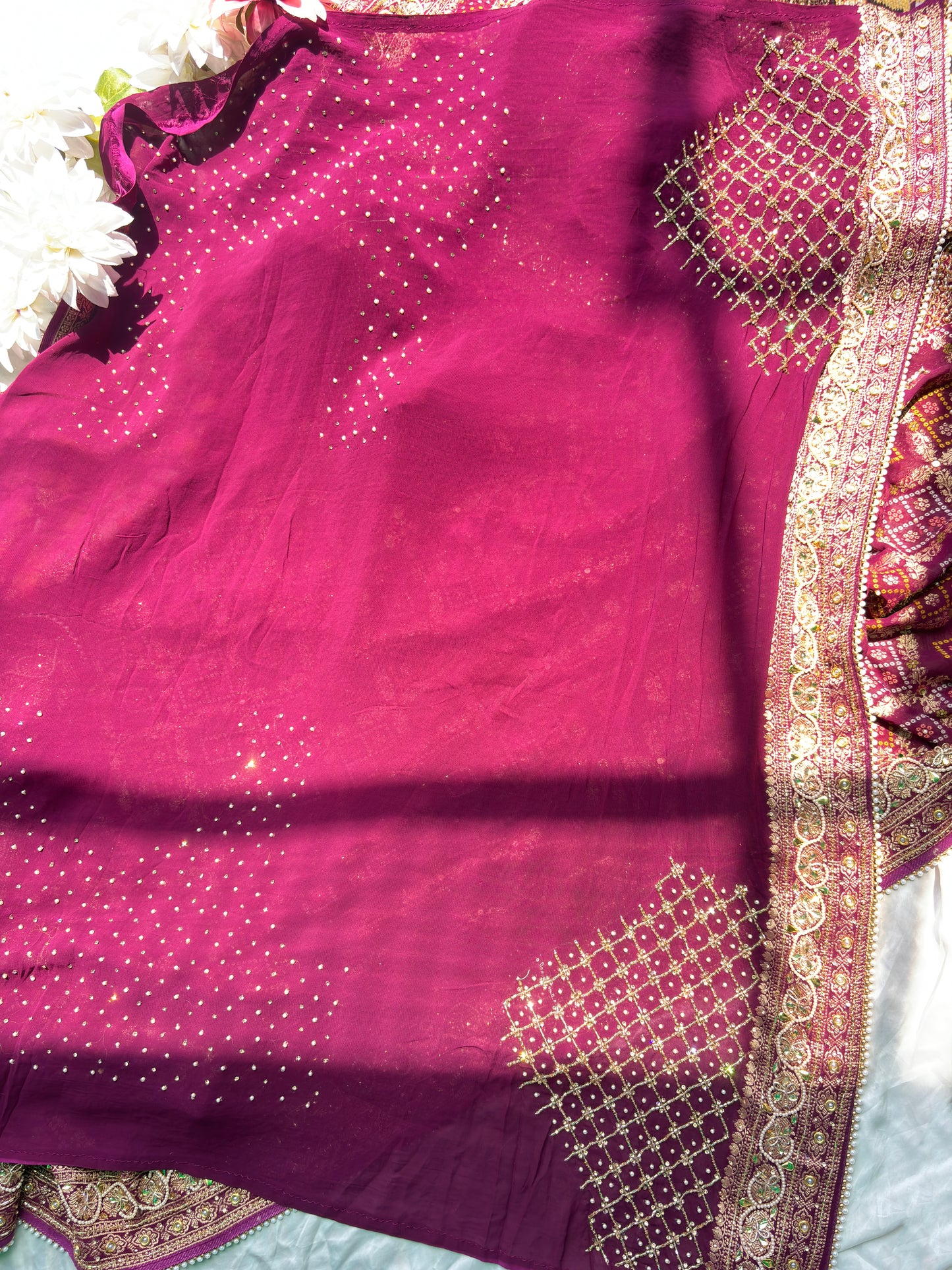 Elegant Wine Saree with Zari Work & Designer Border