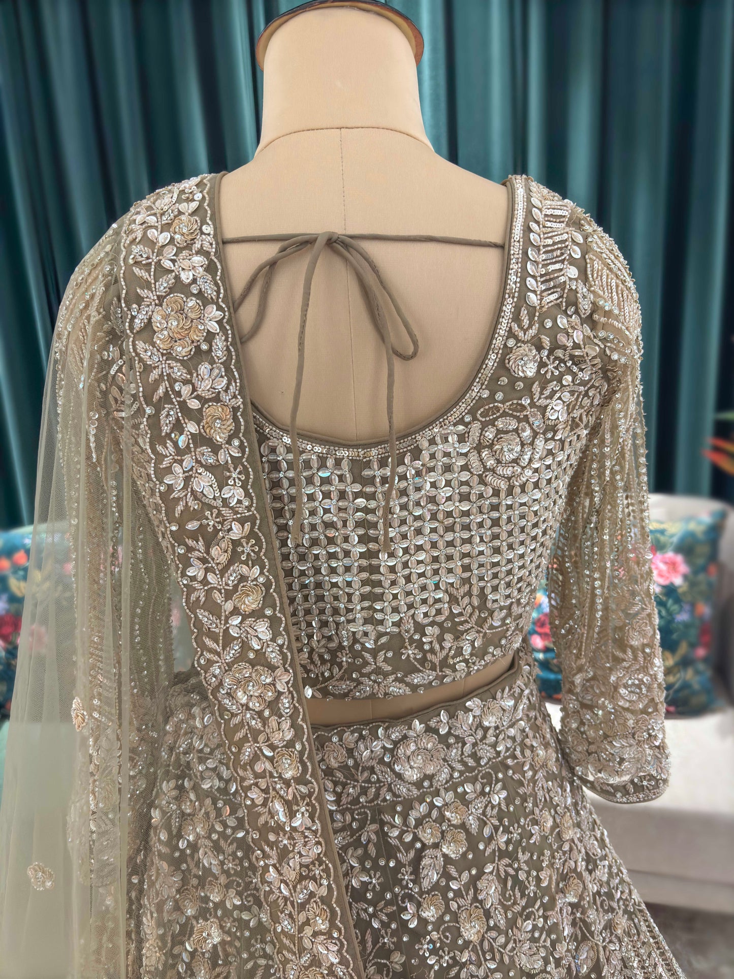 Gold Embroidered Non-Bridal Lehenga with Full-Sleeve Blouse