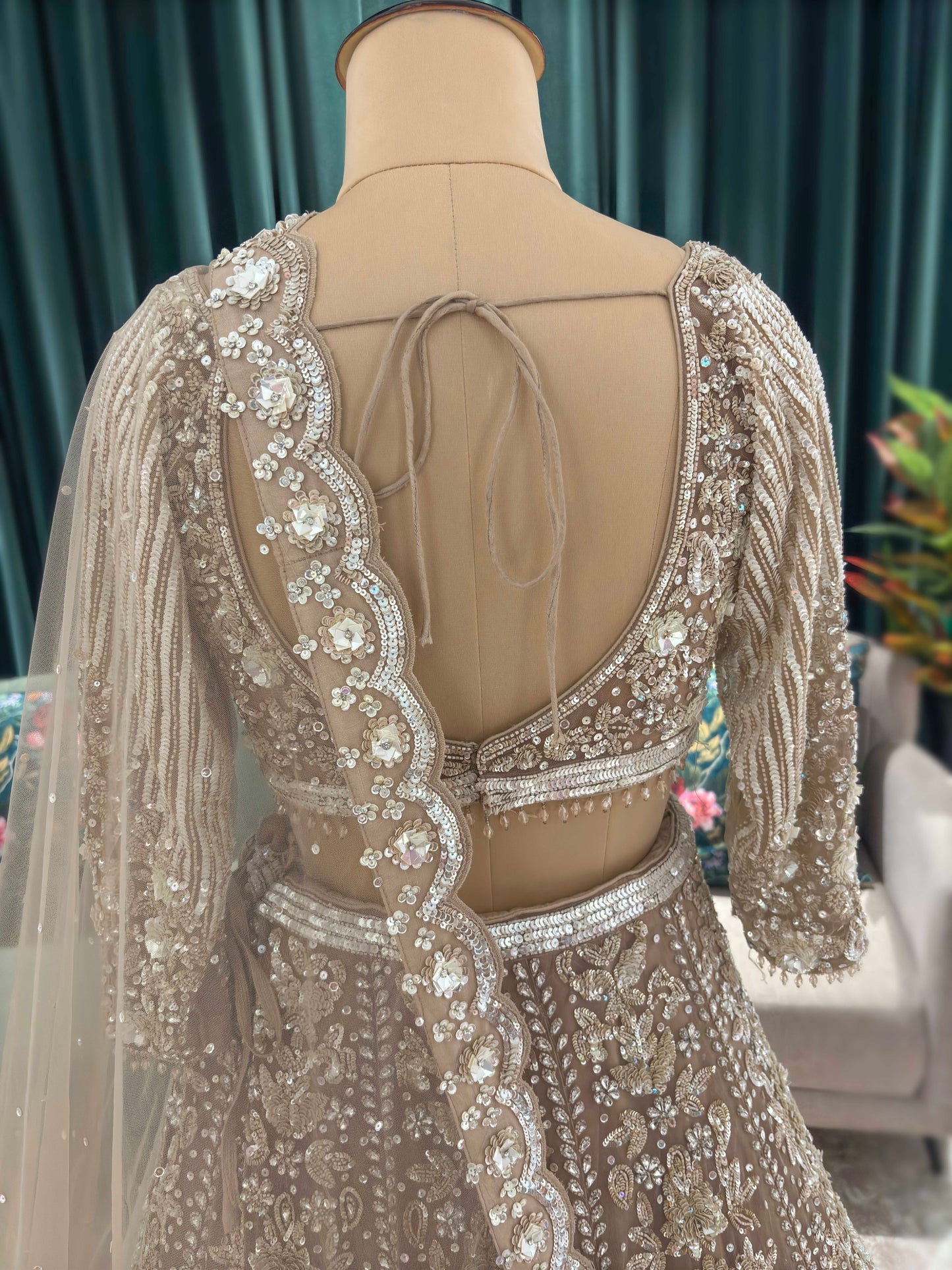 Heavy Embroidered Lehenga with Full-Sleeve Blouse & Net Dupatta