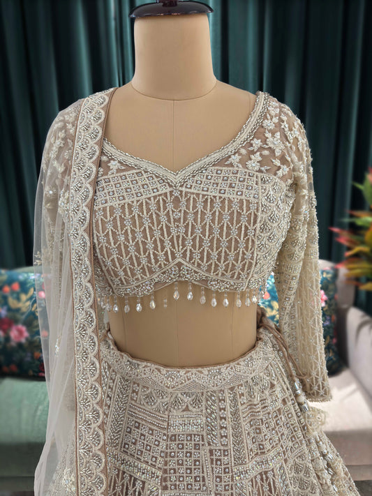 Grand Peach Colour Lehenga with Pearl & Sequins Work