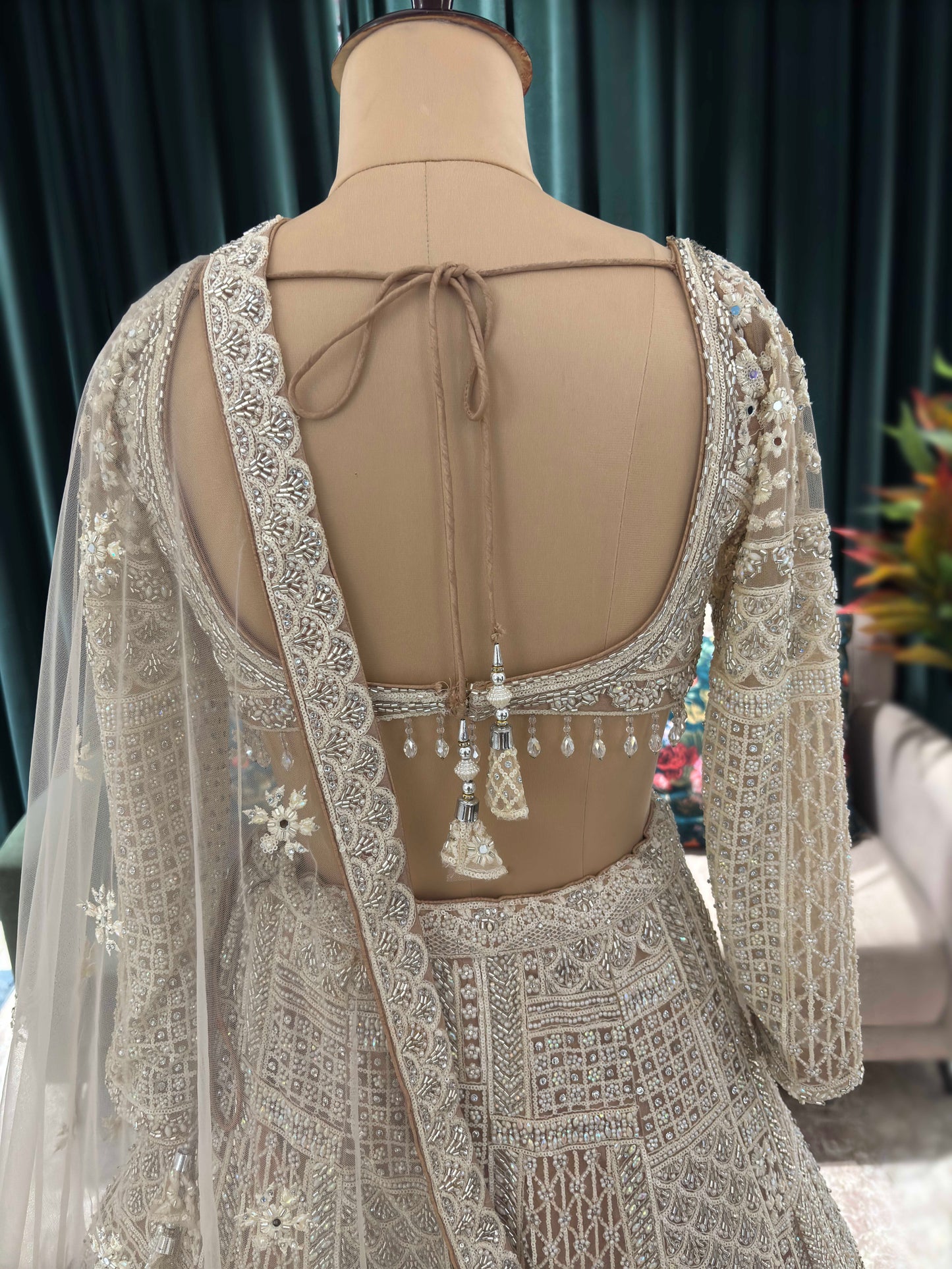 Grand Peach Colour Lehenga with Pearl & Sequins Work