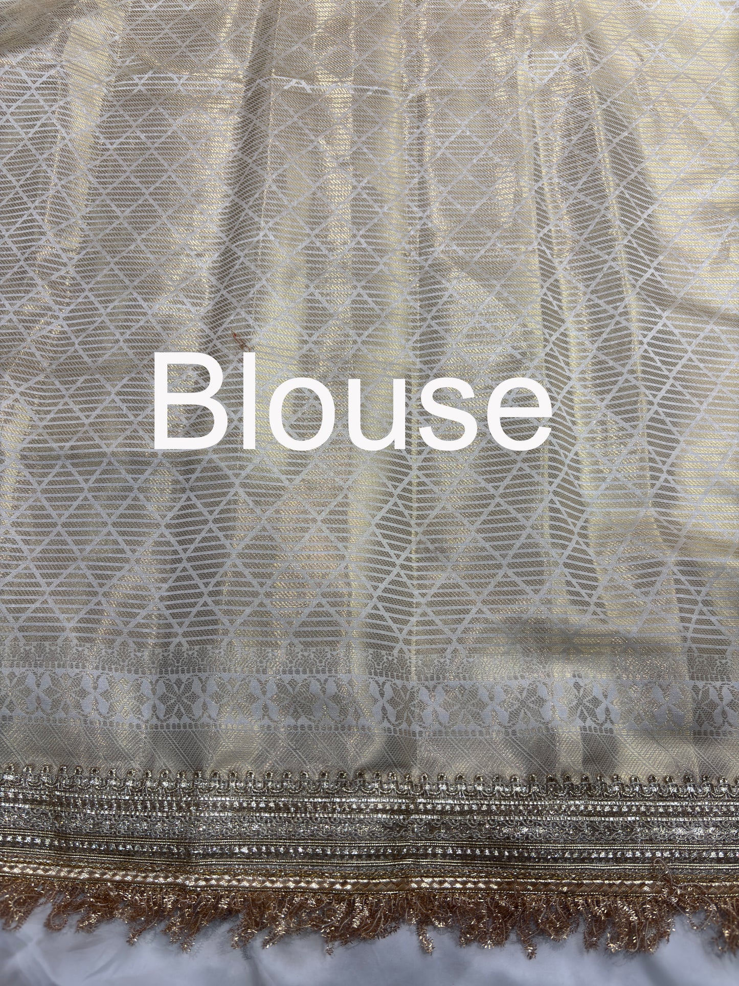 Ganga Ghat Golden Beige Saree with Mirror & Boat Motifs