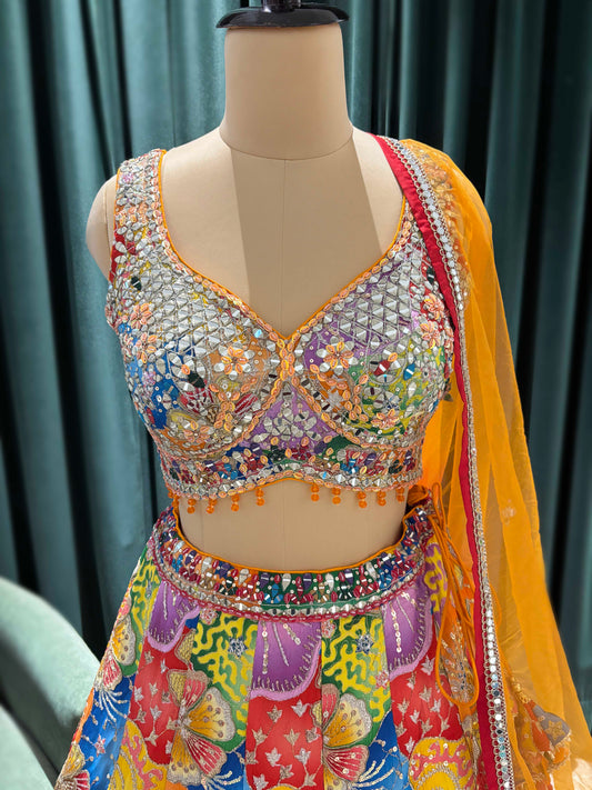Multicolor Patchwork Embroidered Lehenga Set