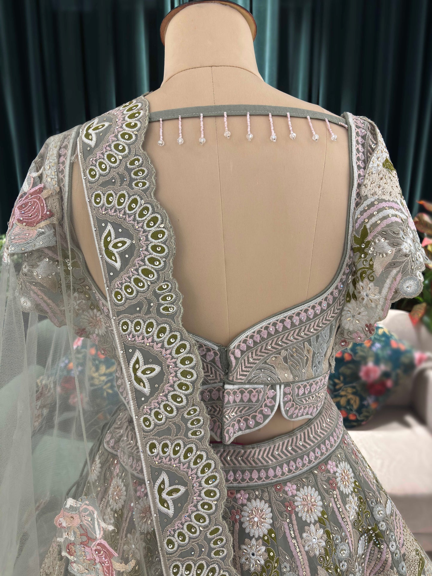 Exquisitely Embroidered Lehenga with Nature-Inspired Motifs