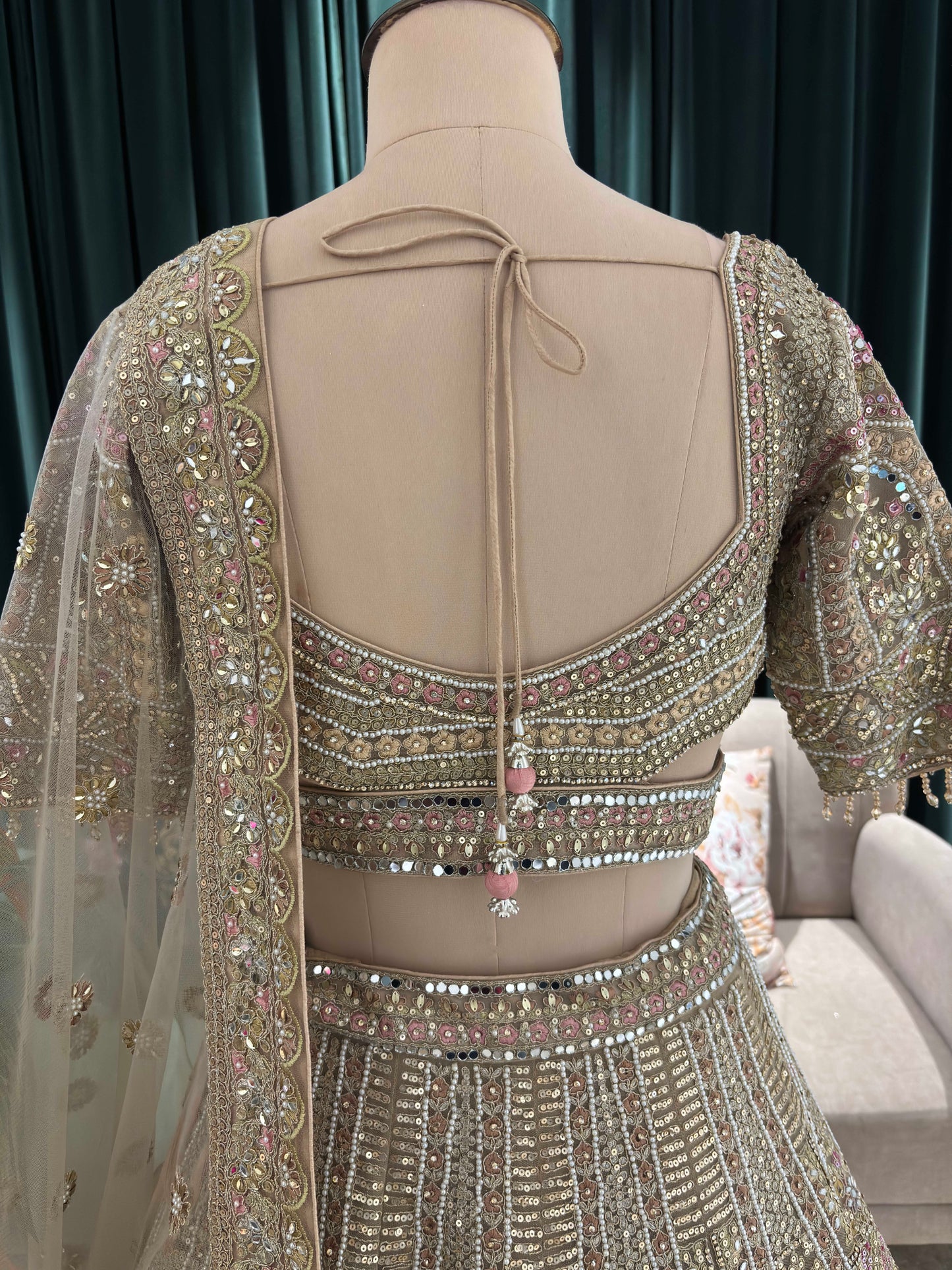 Grand Embellished Lehenga with Intricate Beadwork Sheer Dupatta