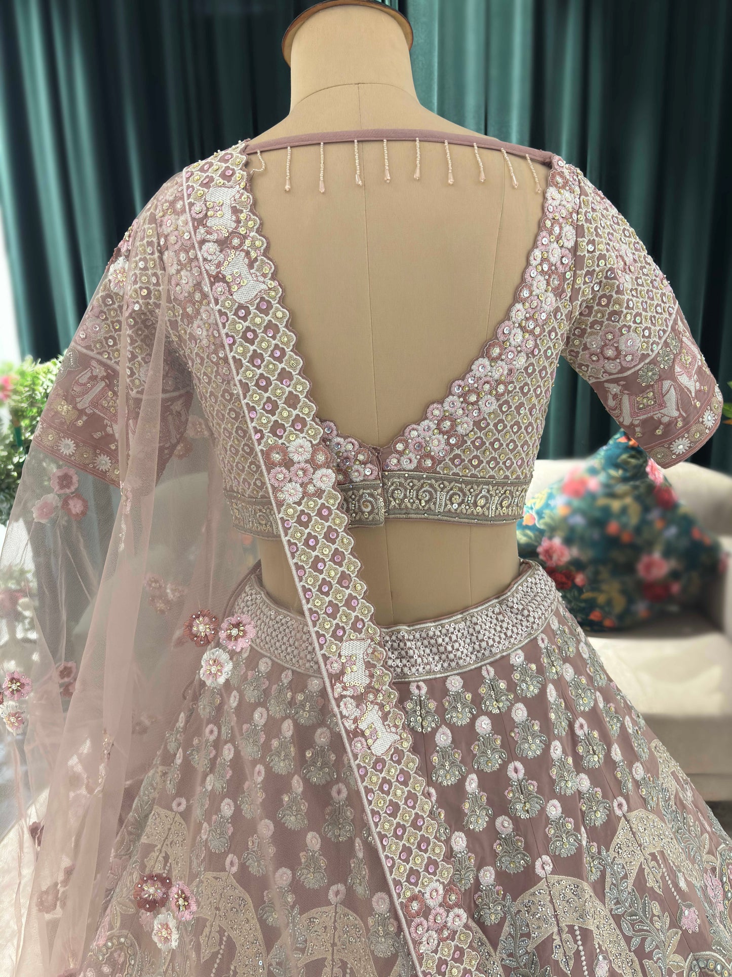 Regal Elephant Motif Embroidered Non Bridal Lehenga